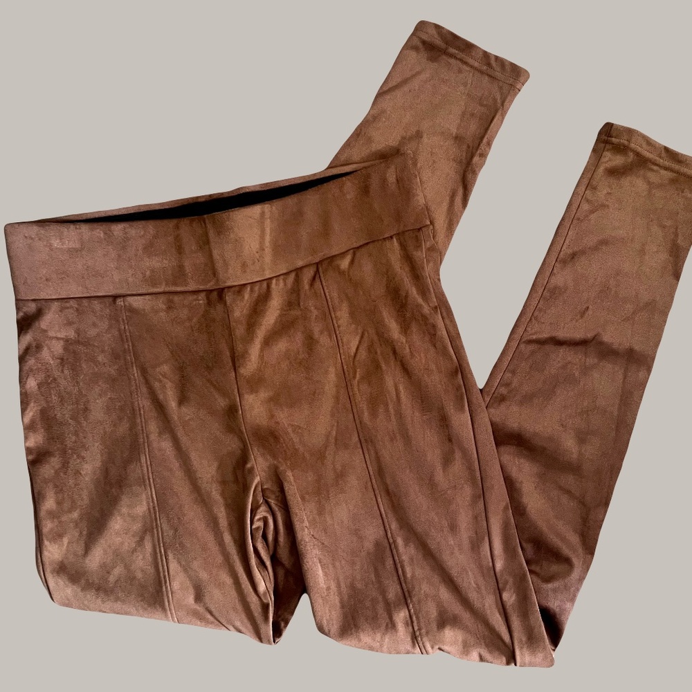 Seven7 Faux Suede Pull On Stretch Leggings Camel Medium